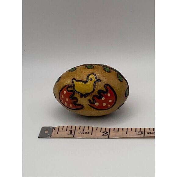 Vintage Wooden Hand Carved & Hand Painted Easter Egg - Picture 4 of 8
